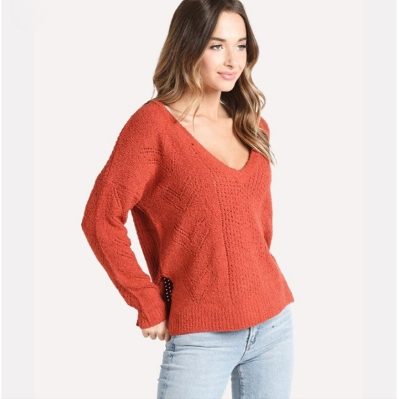 NWT Cupcakes And Cashmere Burnt Orange Pullover Loose Fit Maj Sweater - Picture 3 of 13